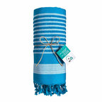 Fouta personnalisable en coton recyclé avec bandes blanches - Dodo rayure 350G | pandacola - thumb