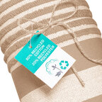Fouta personnalisable en coton recyclé avec franges - Dodo rayure 350G | pandacola - thumb - 3
