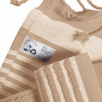 Fouta personnalisable en coton recyclé avec franges - Dodo rayure 350G | pandacola - thumb - 4