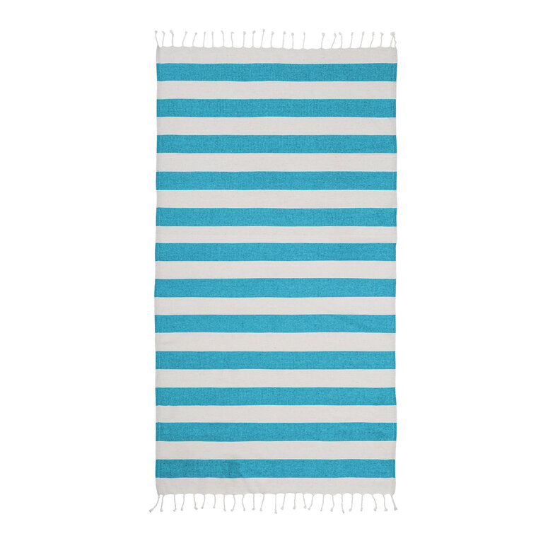 Fouta personnalisable en coton recyclé rayé avec franges 180 gr/m² - Dodo 180G | pandacolach - 1
