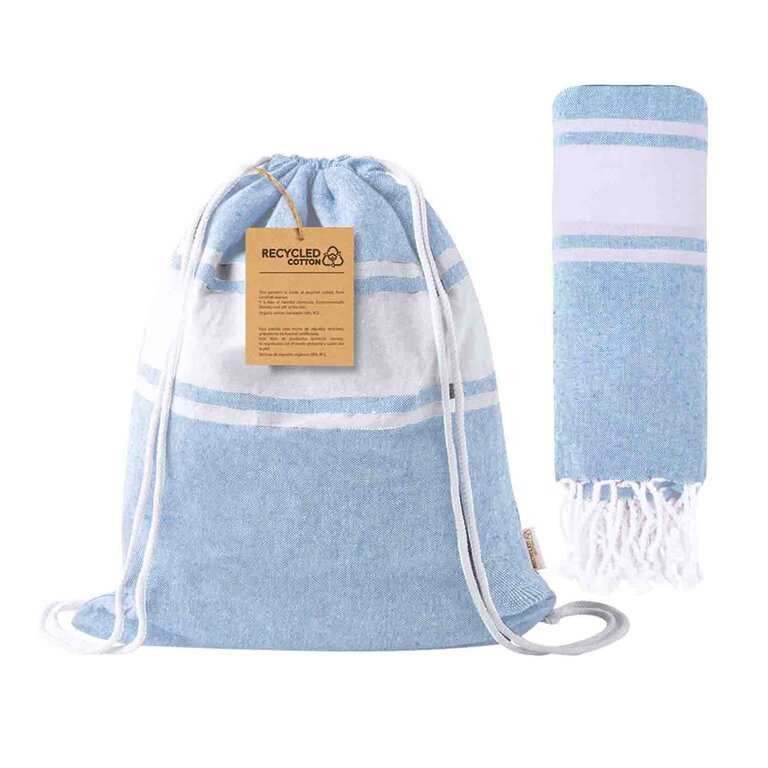 Sac à cordelettes fouta personnalisable en coton recyclé 170 gr/m² - Plaza | pandacolach