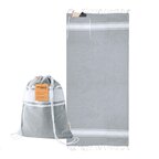 Sac à cordelettes fouta personnalisable en coton recyclé 170 gr/m² - Plaza | pandacola - thumb - 3
