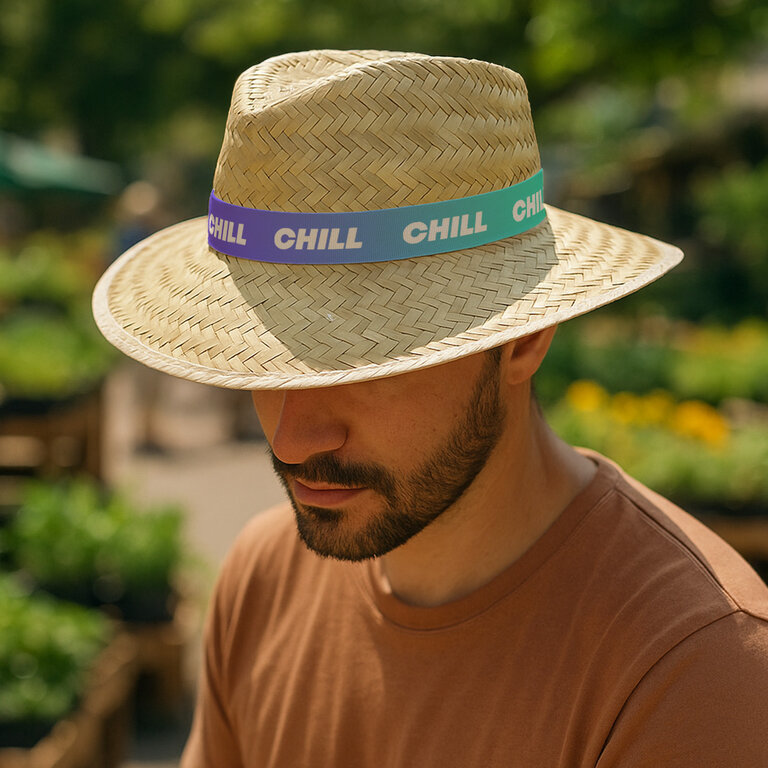 Chapeau de paille personnalisé tressé avec bandeau - Nolio | pandacolach
