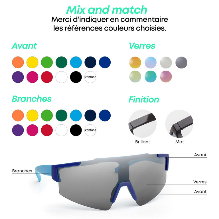 Lunettes de soleil personnalisables de sport mix & match - Monaco | pandacola - 2