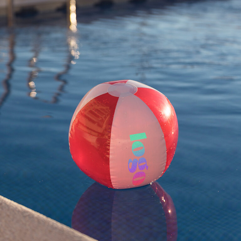 Ballon de plage personnalisé gonflable rayé transparent ø28cm - Nataninio | pandacola