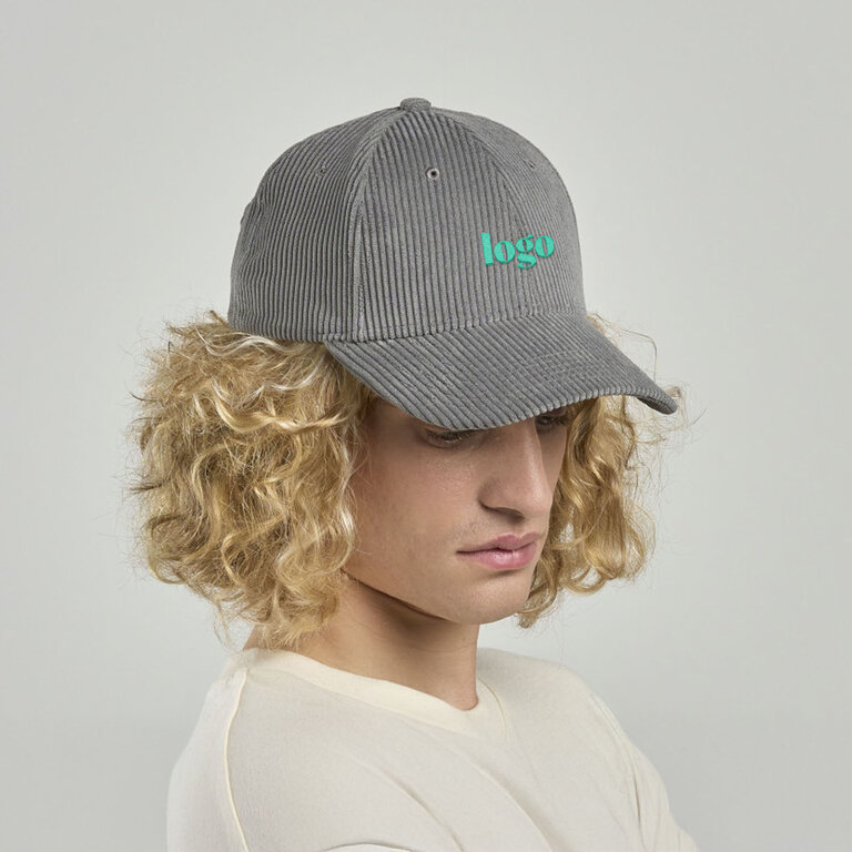 Casquette personnalisable en velours côtelé recyclé 6 panneaux 230 gr/m² ATLANTIS® - Kalou | pandacola