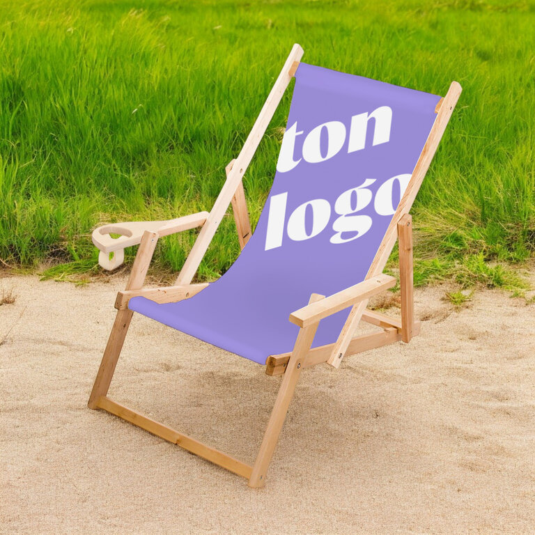 Chilienne en bois personnalisable avec accoudoire porte gobelet - Lenny | pandacola