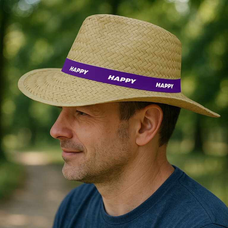 Chapeau de paille personnalisé tressé avec bandeau - Nolio | pandacolach