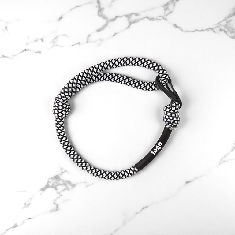 Bracelet corde personnalisé régable avec mousqueton - Heskal | pandacola