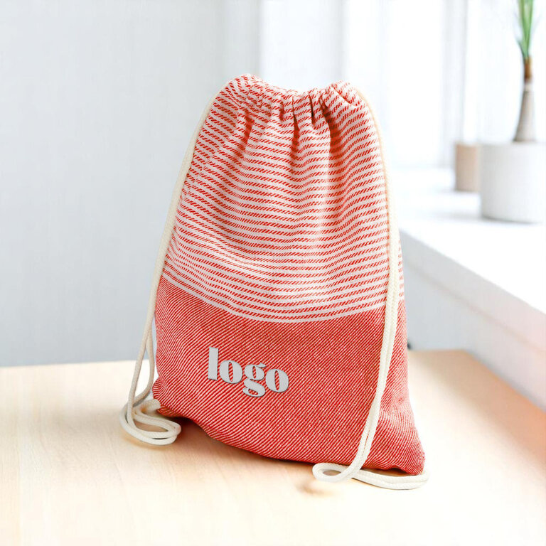 Sac à cordelettes fouta personnalisable en coton recyclé 180 gr/m² - Stefan | pandacolach