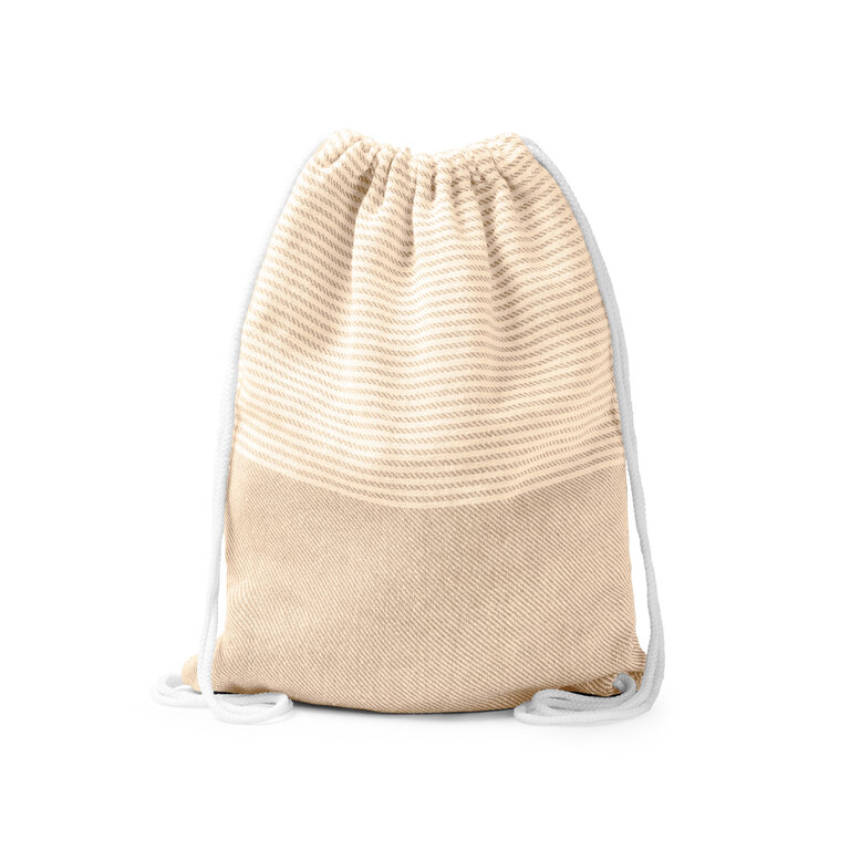 Sac à cordelettes fouta personnalisable en coton recyclé 180 gr/m² - Stefan | pandacola