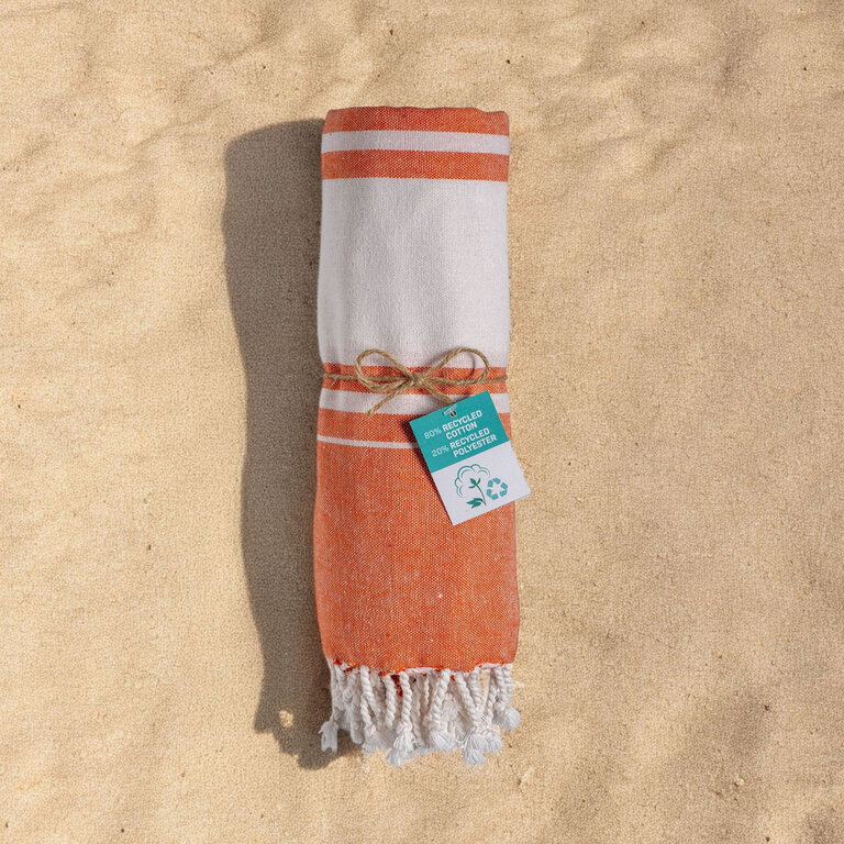 Fouta personnalisable en coton recyclé avec bandes blanches - Dodo uni 150G | pandacolach