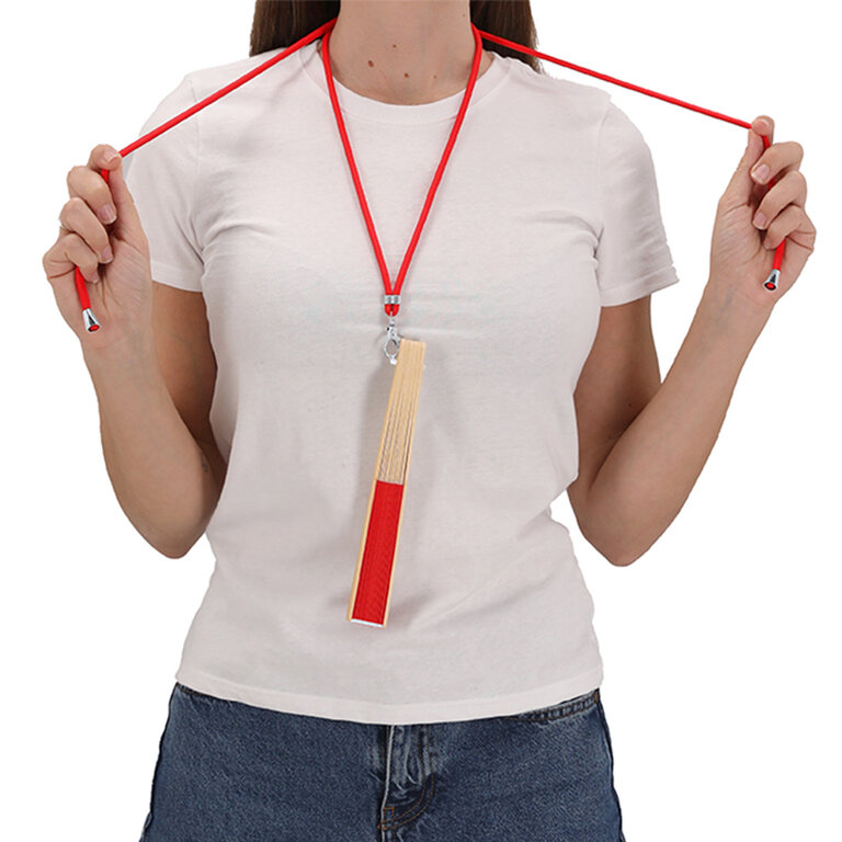 Eventail personnalisé en bambou et polyester avec cordon - Inventair Link | pandacolach - 2