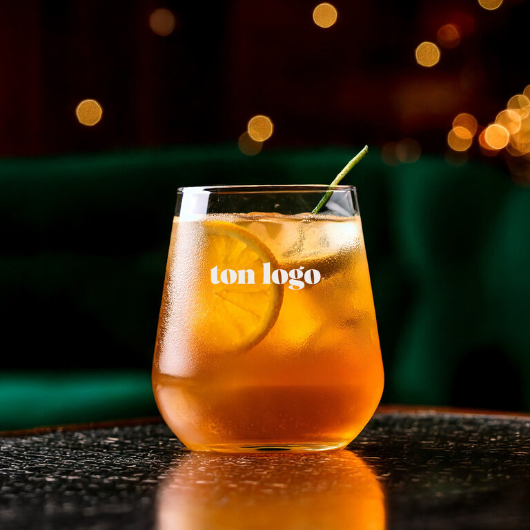 Verre à eau lounge entièrement personnalisable en verre transparent 38cl | pandacola