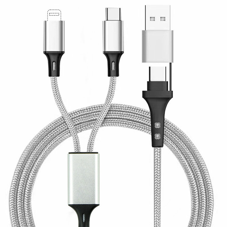 Câble de charge personnalisable 4 en 1 20W – en matériaux recyclés  - Renkei | pandacola