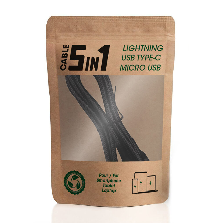 Câble promotionnel 5 en 1 – 1,2 m – Charge rapide 20W | pandacolach - 3