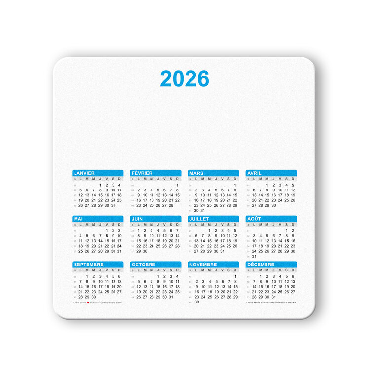 Tapis de souris calendrier personnalisable à formes - Tapilan | pandacolach