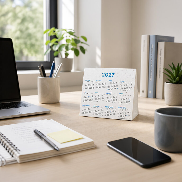 Calendrier chevalet personnalisé en papier ensemencé - Eklo | pandacola - 1