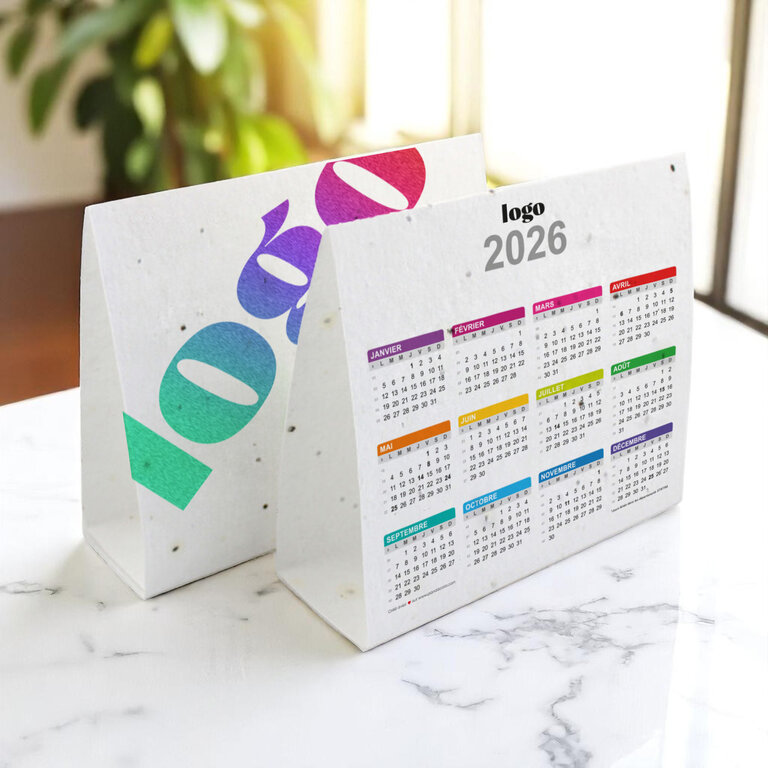 Calendrier chevalet personnalisé en papier ensemencé - Eklo | pandacola