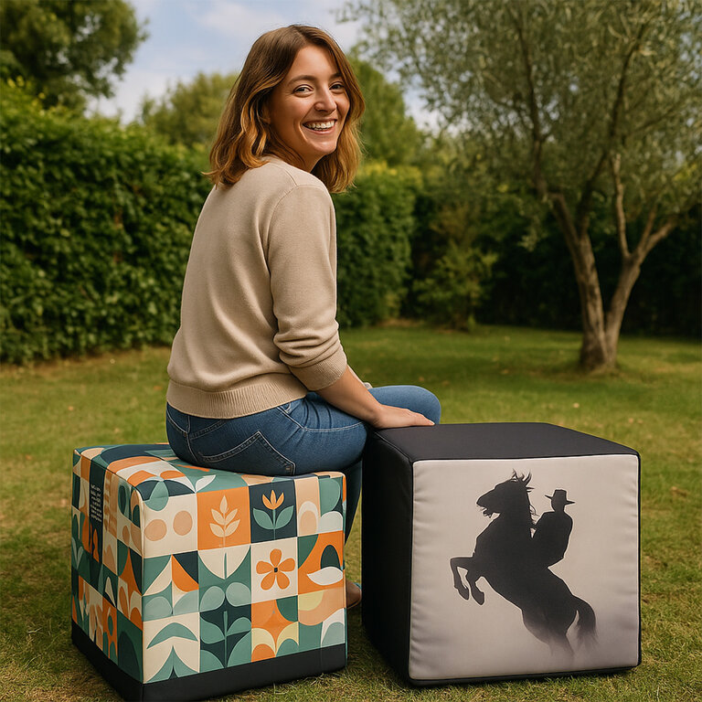 Toile de remplacement personnalisable pour pouf 40x40x40cm ou 50x50x50cm - Cancún toile | pandacolach - 2