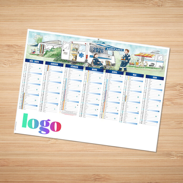 Calendrier personnalisable bancaire illustré ambulance  - Pinpon | pandacola