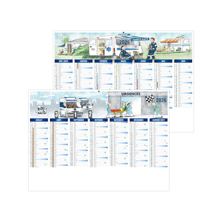 Calendrier personnalisable bancaire illustré ambulance  - Pinpon | pandacolach