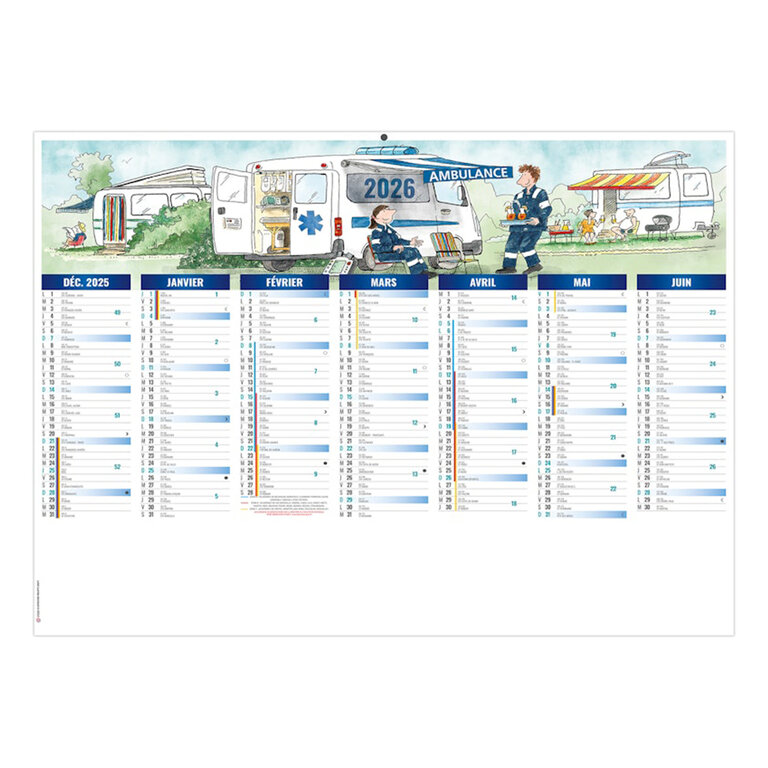 Calendrier personnalisable bancaire illustré ambulance  - Pinpon | pandacolach - 2