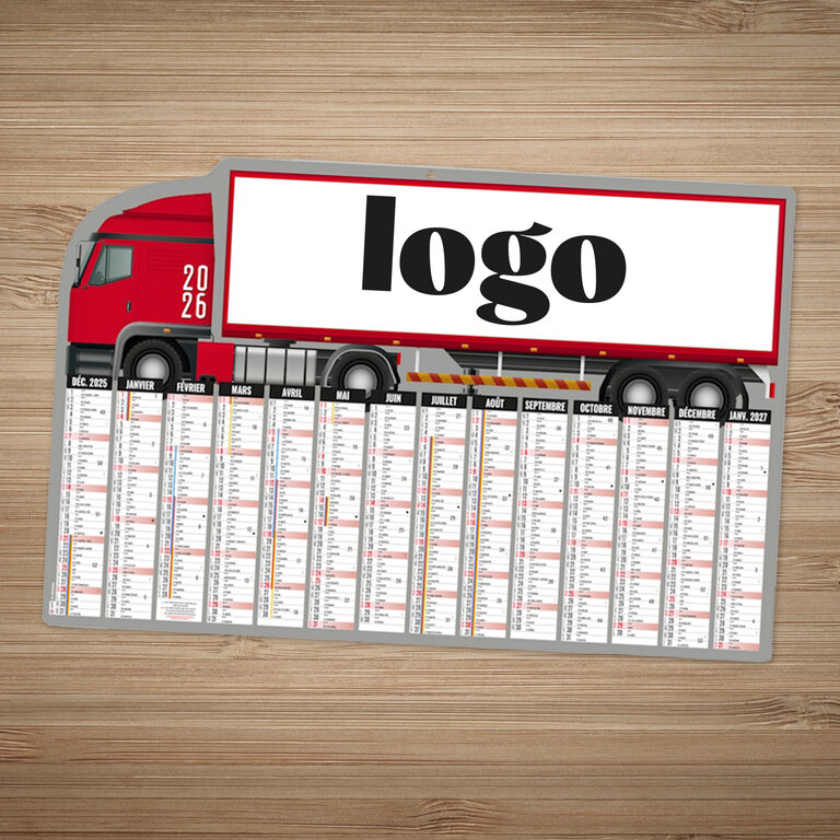 Calendrier personnalisable bancaire illustré camion - Pin | pandacola