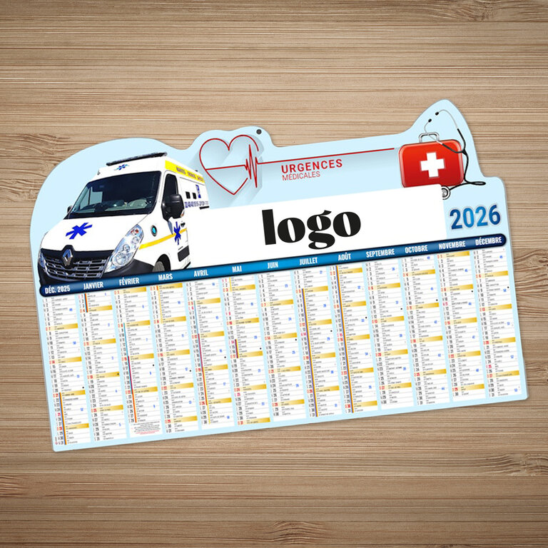 Calendrier personnalisable bancaire illustré urgence - Ponpin | pandacola