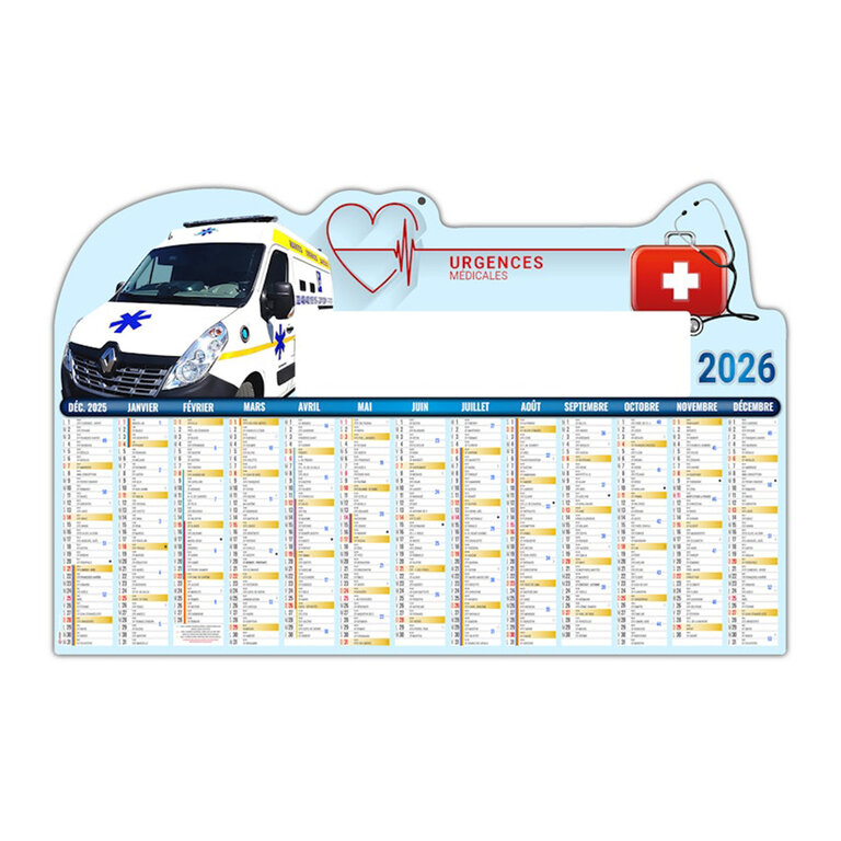 Calendrier personnalisable bancaire illustré urgence - Ponpin | pandacolach