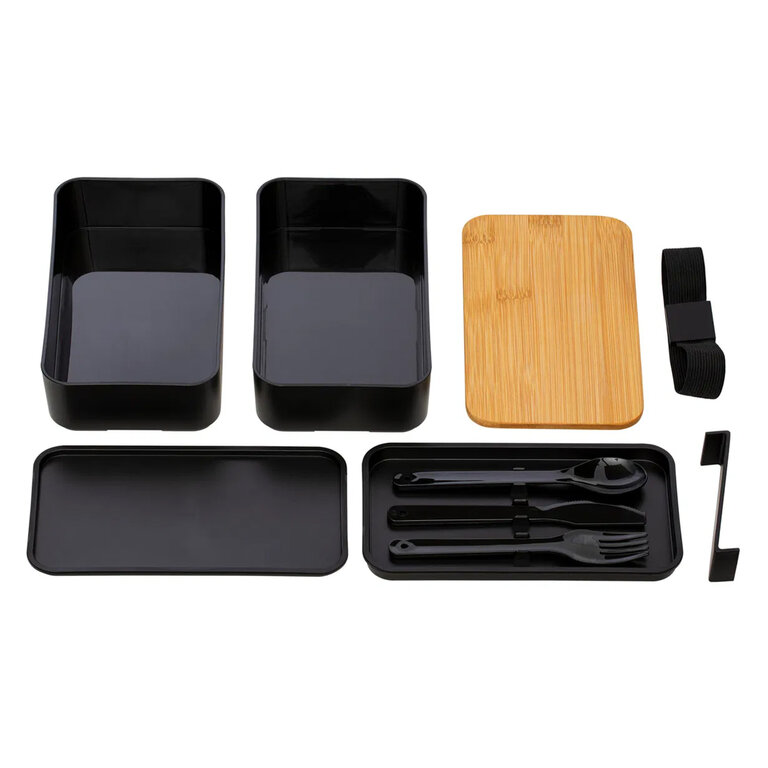 Set repas noir personnalisable 1000ml - Laudat | pandacolach
