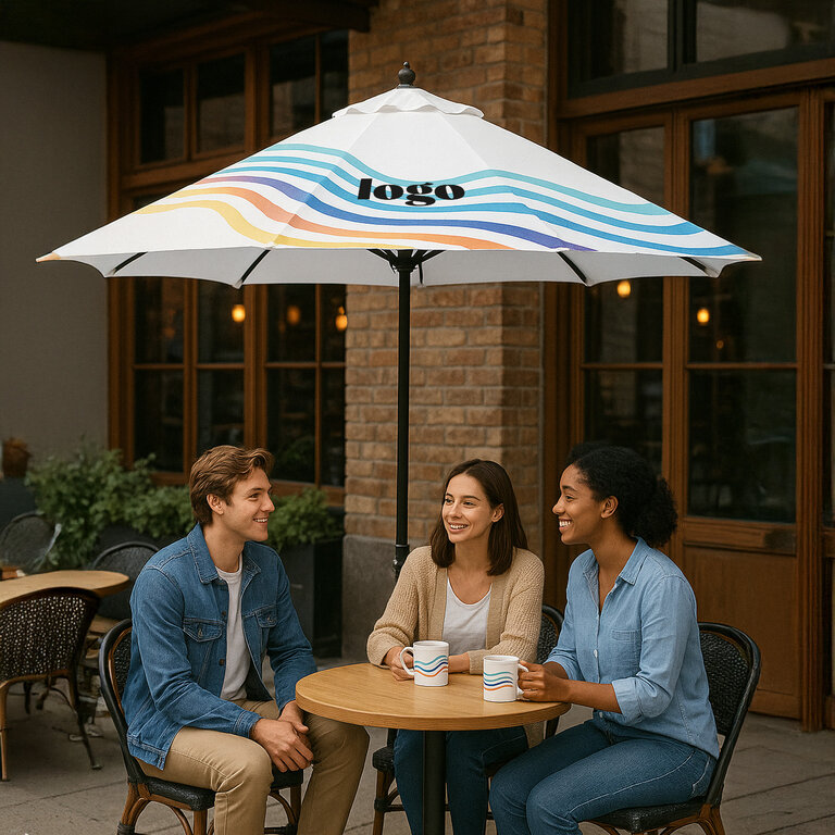 Parasol personnalisé rond en aluminium 2,7x2,7 m | pandacola