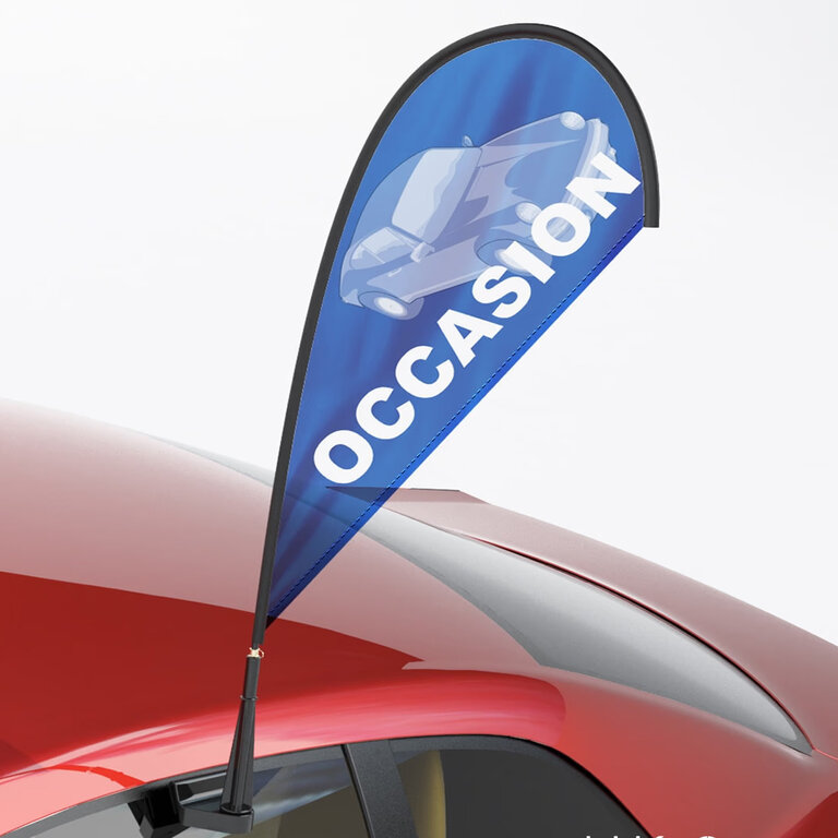 Mini oriflamme publicitaire pour voiture 33x75 cm | pandacolach