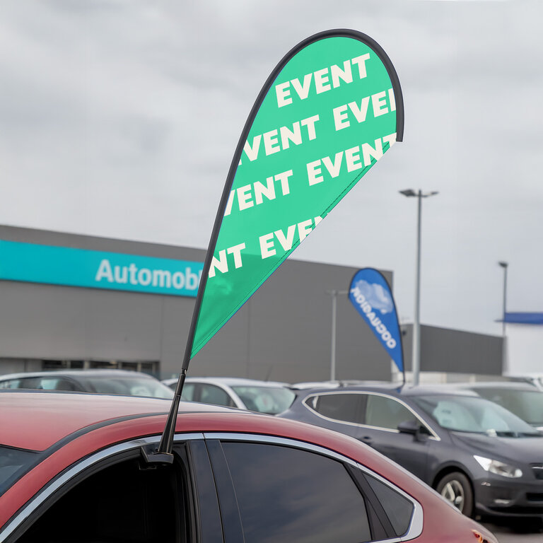 Mini oriflamme publicitaire pour voiture 33x75 cm | pandacola