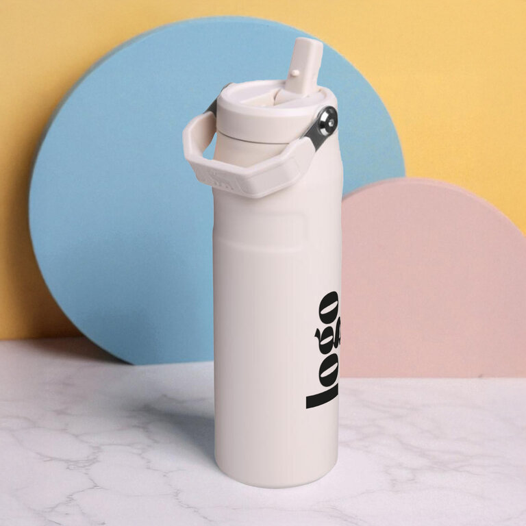 Bouteille personnalisée IceFlow™ en acier recyclé avec paille 700 ml STANLEY® - Flip Straw | pandacola