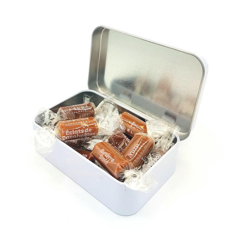 Boîte publicitaire contenant des caramels fondants - Lorlut® Caramels | pandacolach
