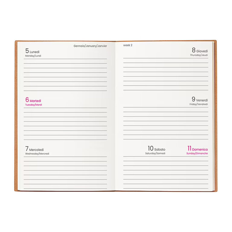 Agenda personnalisable hebdomadaire A6 en carton rigide 64 feuilles - Kitai Mini | pandacola - 2