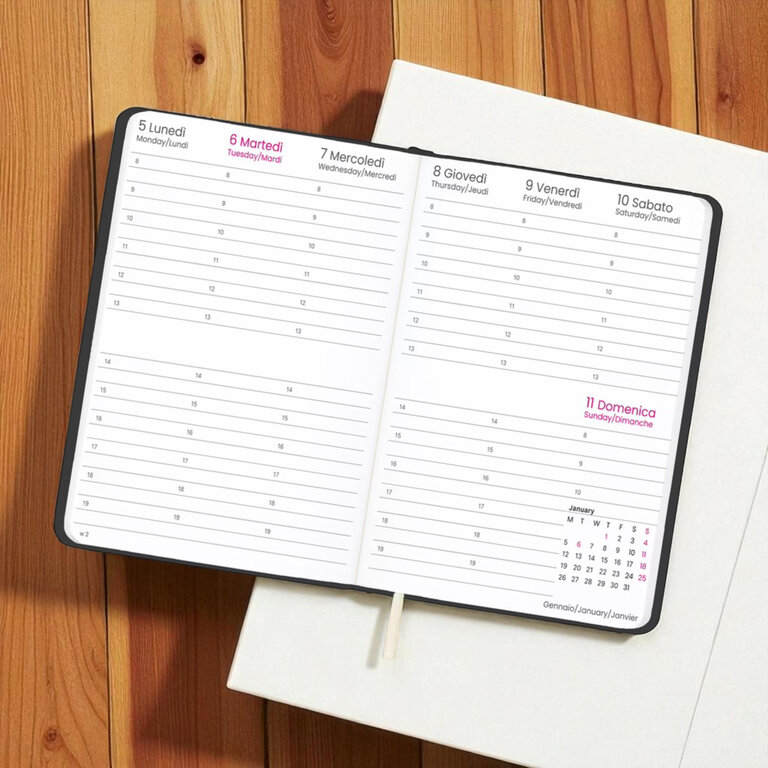 Agenda personnalisé hebdomadaire A5 en PU rigide 64 feuilles - Sagess | pandacolach - 3