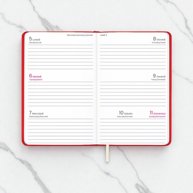 Agenda personnalisé hebdomadaire A6 en PU rigide 64 feuilles - Sagess Mini | pandacolach - 3