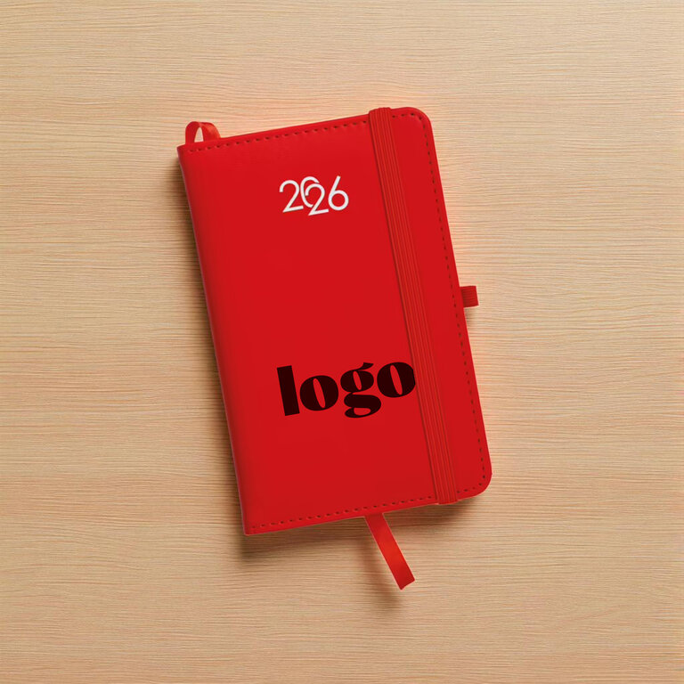 Agenda personnalisé hebdomadaire A6 en PU rigide thermocollé avec piqûres 64 feuilles - Relik Mini | pandacola