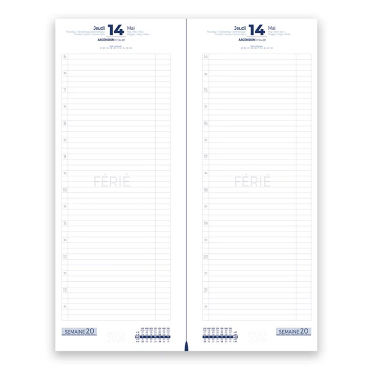 Agenda de caisse long personnalisé  2025/2026 couverture rigide en La Scala - Caisse long | pandacola - 1