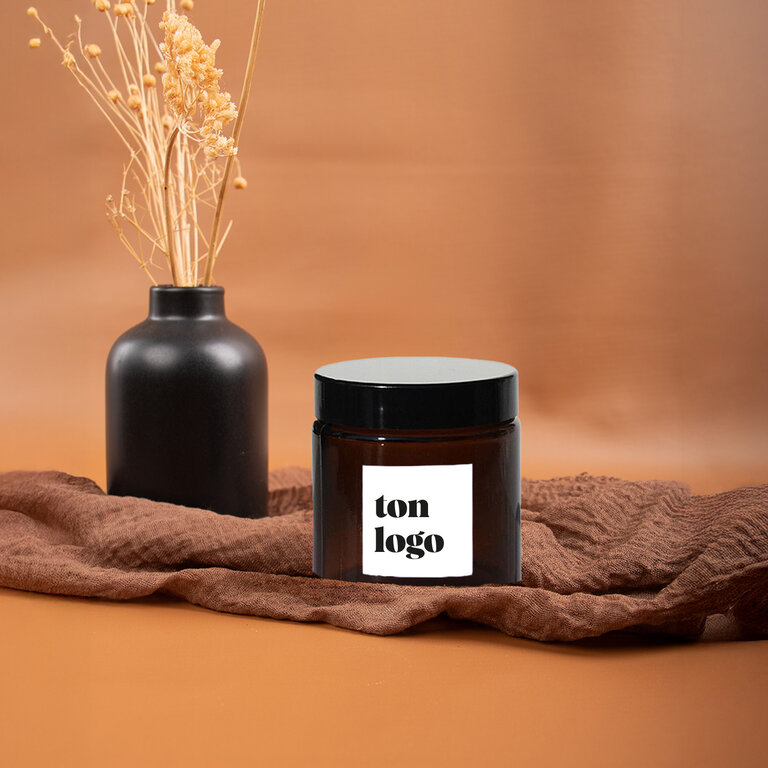 Bougie naturelle en verre apothicaire personnalisable 100% Française 120g - Louvela | pandacola