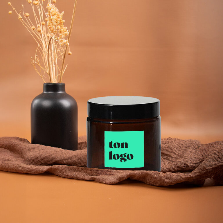 Bougie naturelle en verre apothicaire personnalisable 100% Française 180g - Lustra | pandacola