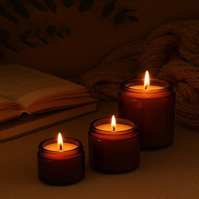 Bougie naturelle en verre apothicaire avec boîte personnalisable 100% Française - Auréna | pandacola - 2