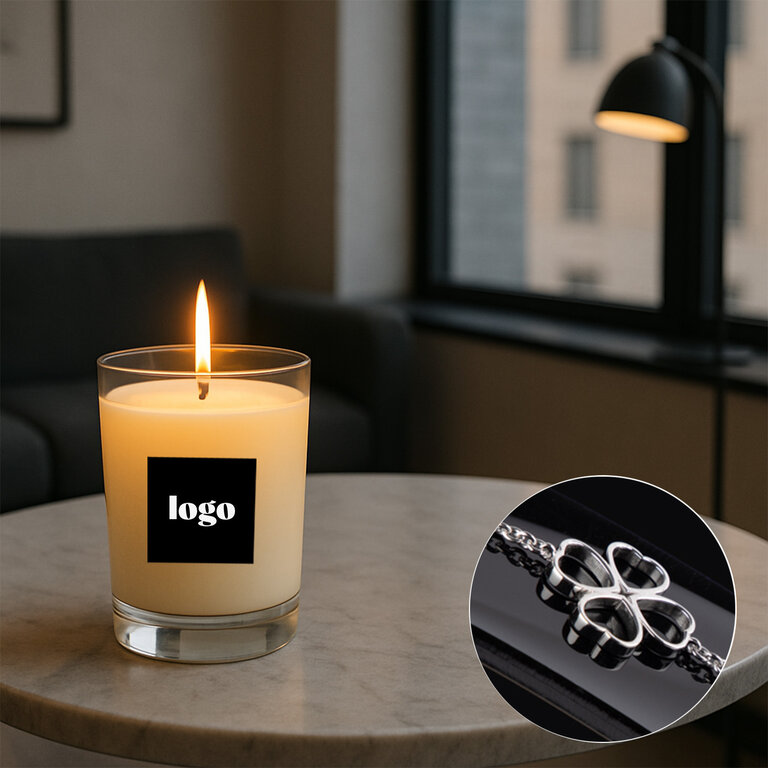 Bougie 180g avec boîte personnalisable et bijou à graver 100% Français - Serava | pandacola