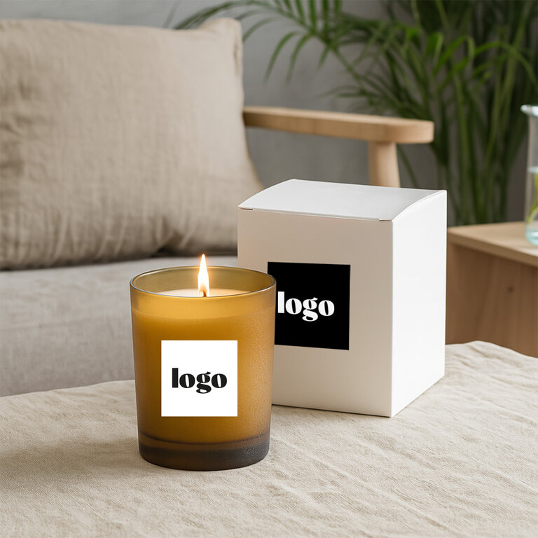Bougie naturelle avec boîte personnalisable 100% Française 200g - Auraya | pandacola