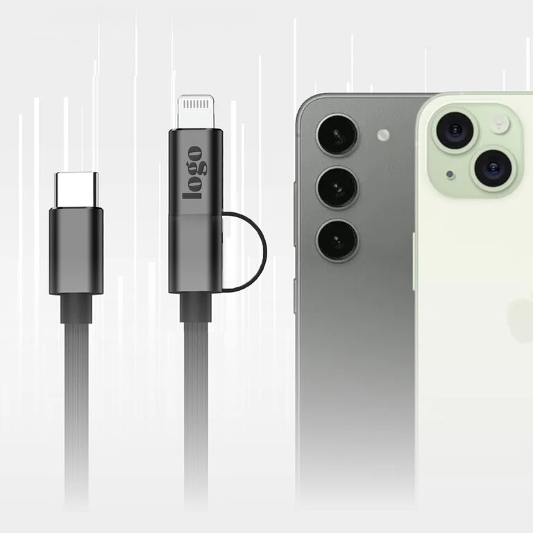 Câble magnétique personnalisable USB-C vers C et Lightning - Magline | pandacolach
