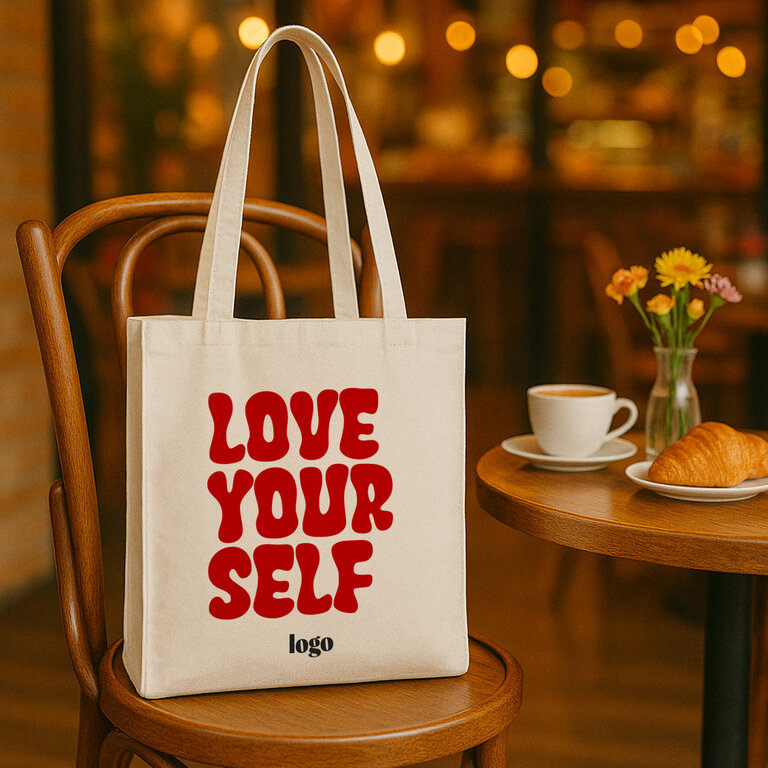 Tote bag promotionnel avec soufflet et punchline imprimé  - Rhea | pandacola