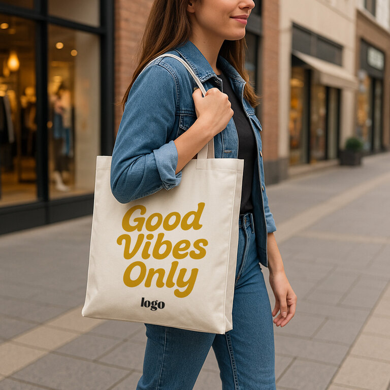 Tote bag promotionnel avec soufflet et punchline imprimé  - Rhea | pandacolach - 3