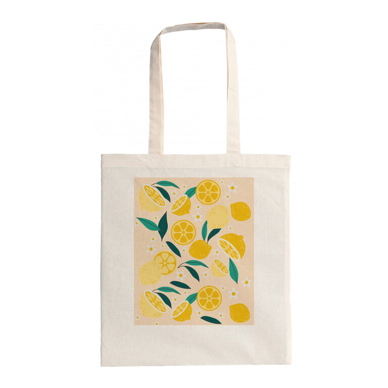 Tote bag publicitaire estival avec motifs fruits et floraux - Alia | pandacolach